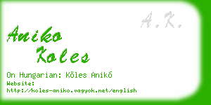 aniko koles business card
